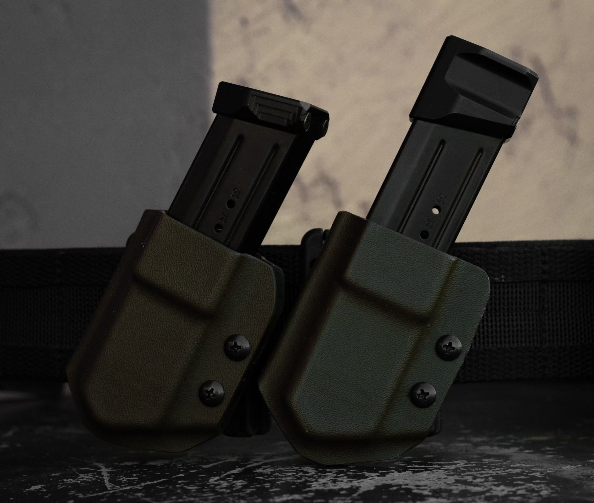 W72 OWB Mag Carrier - Adjustable Retention and Versatile Mounting Options - DEFCON 1 GEAR[Gun Model] [Holster Type] Kydex Holster - [Hand] Draw - Made in Arizona - DEFCON 1 GEAR